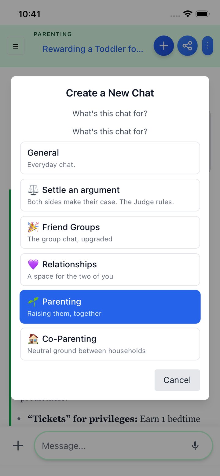 SharedChat room picker showing all six rooms